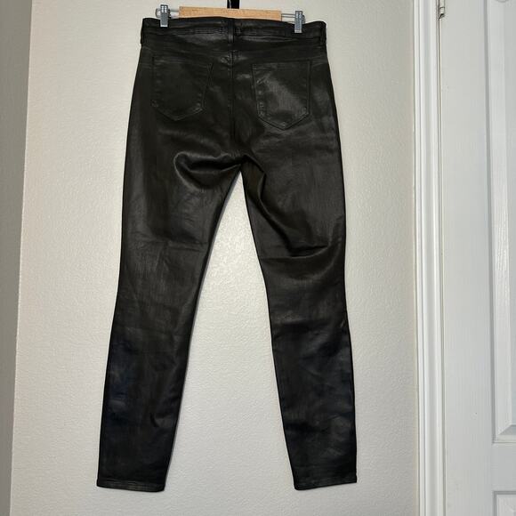 L'AGENCE Green Coated Denim Jyothi jeans, high rise split ankle, REVOLVE, 32 - Picture 3 of 10